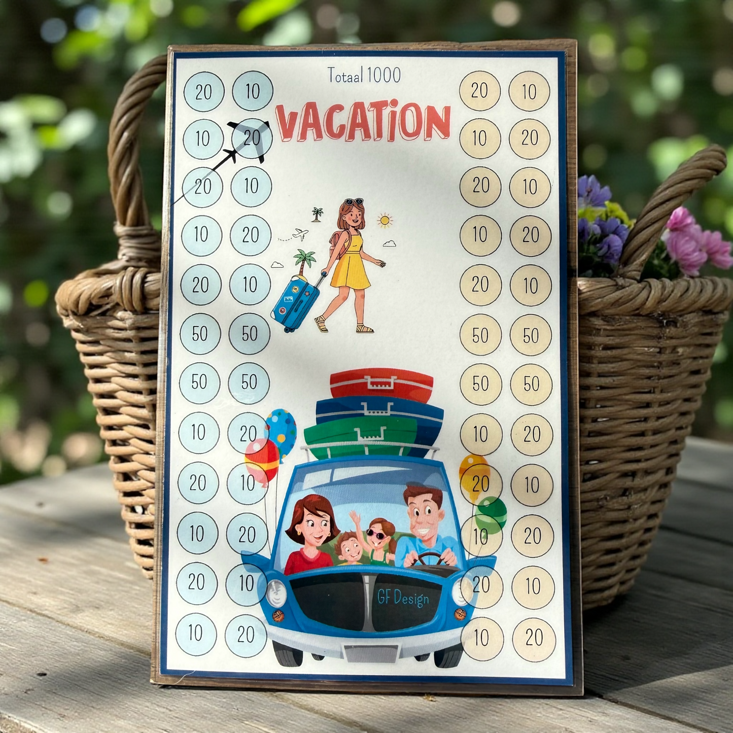 Cash Stuffing Challenge Vakantie - Spaarkaarten A5 (Los of Set)