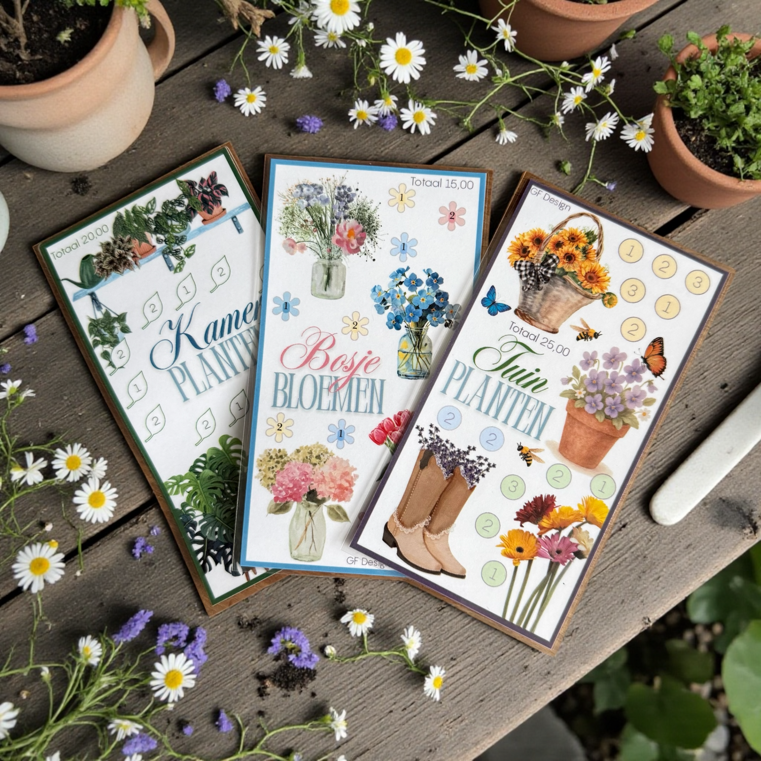 Cash stuffing spaarkaarten bloemen planten moestuin GFDesignNL