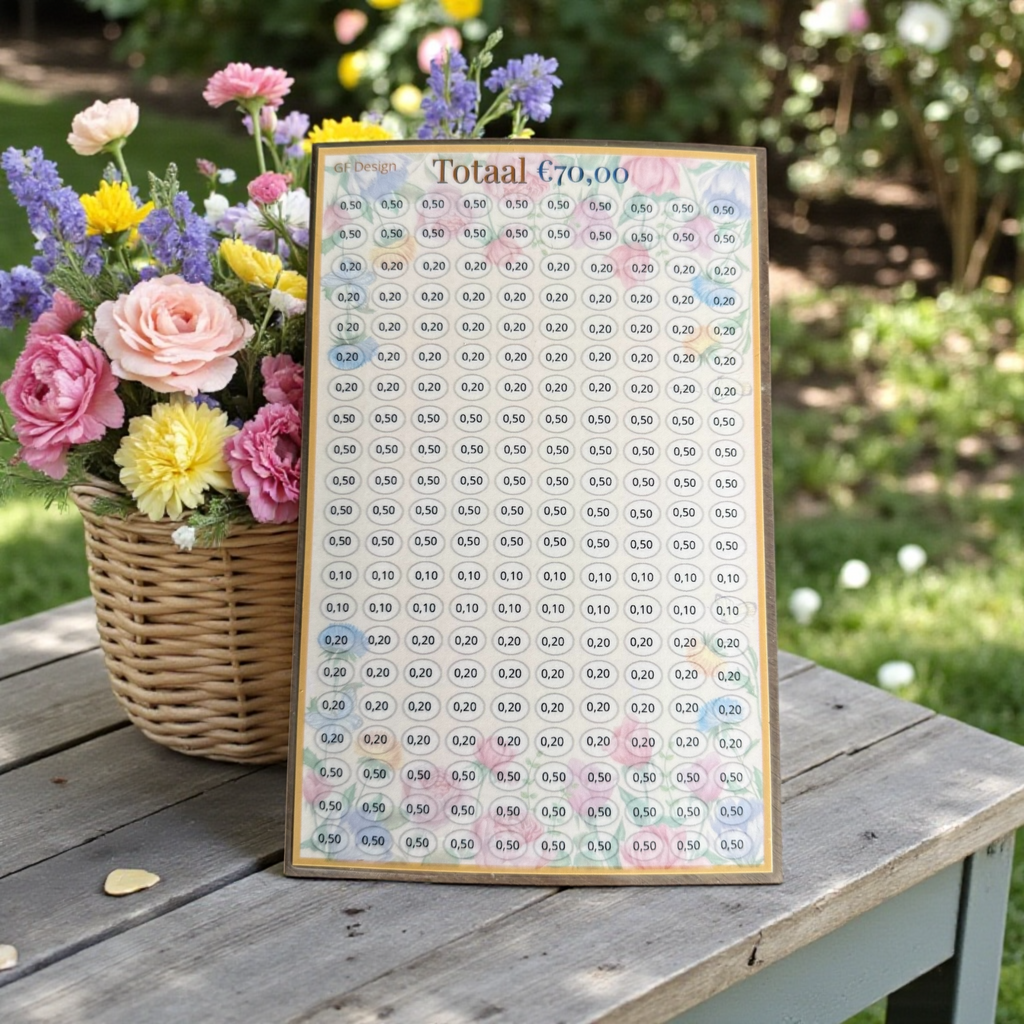 A5 Spaarkaart Kleingeld Challenge - Set van 2