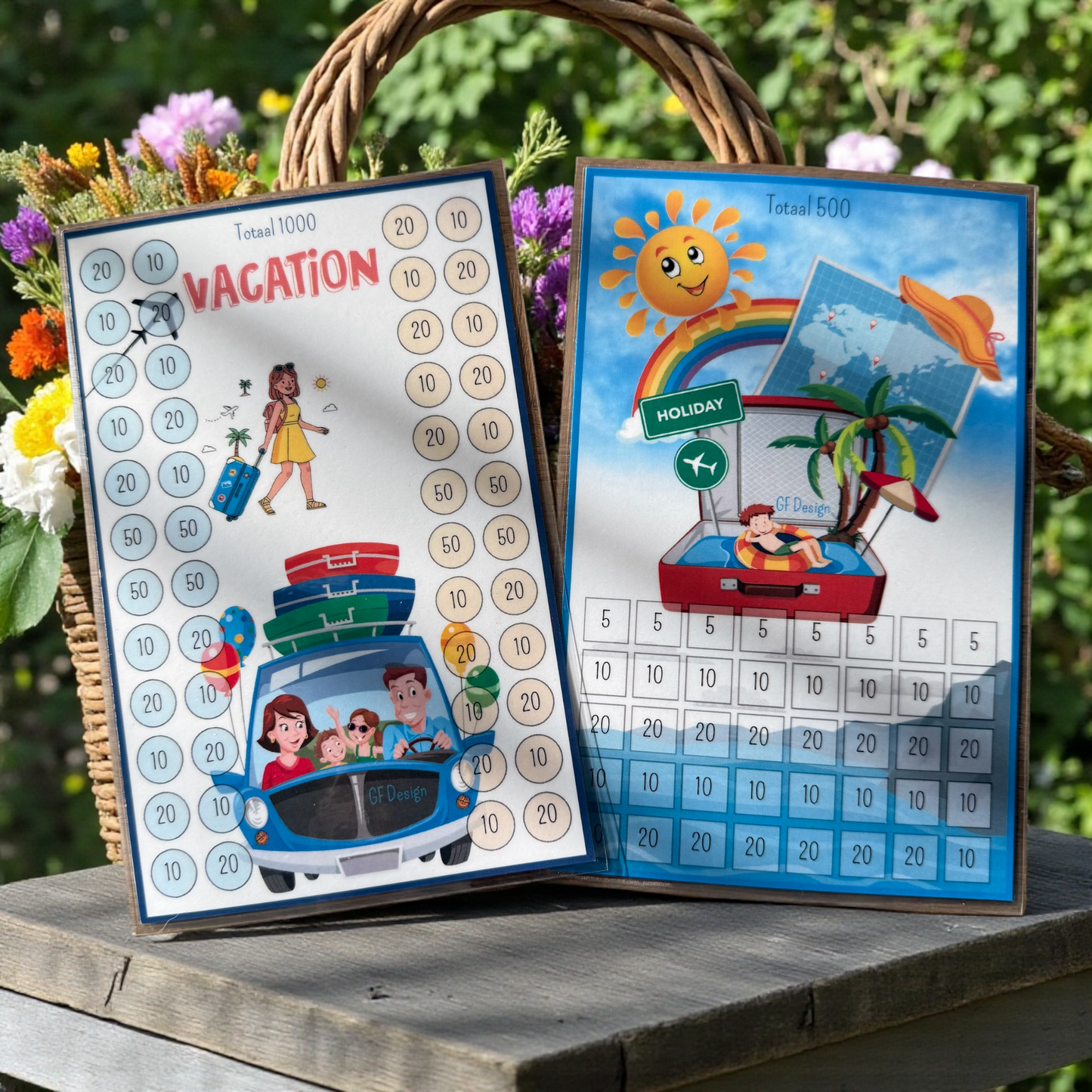 Cash Stuffing Challenge Vakantie - Spaarkaarten A5 (Los of Set)