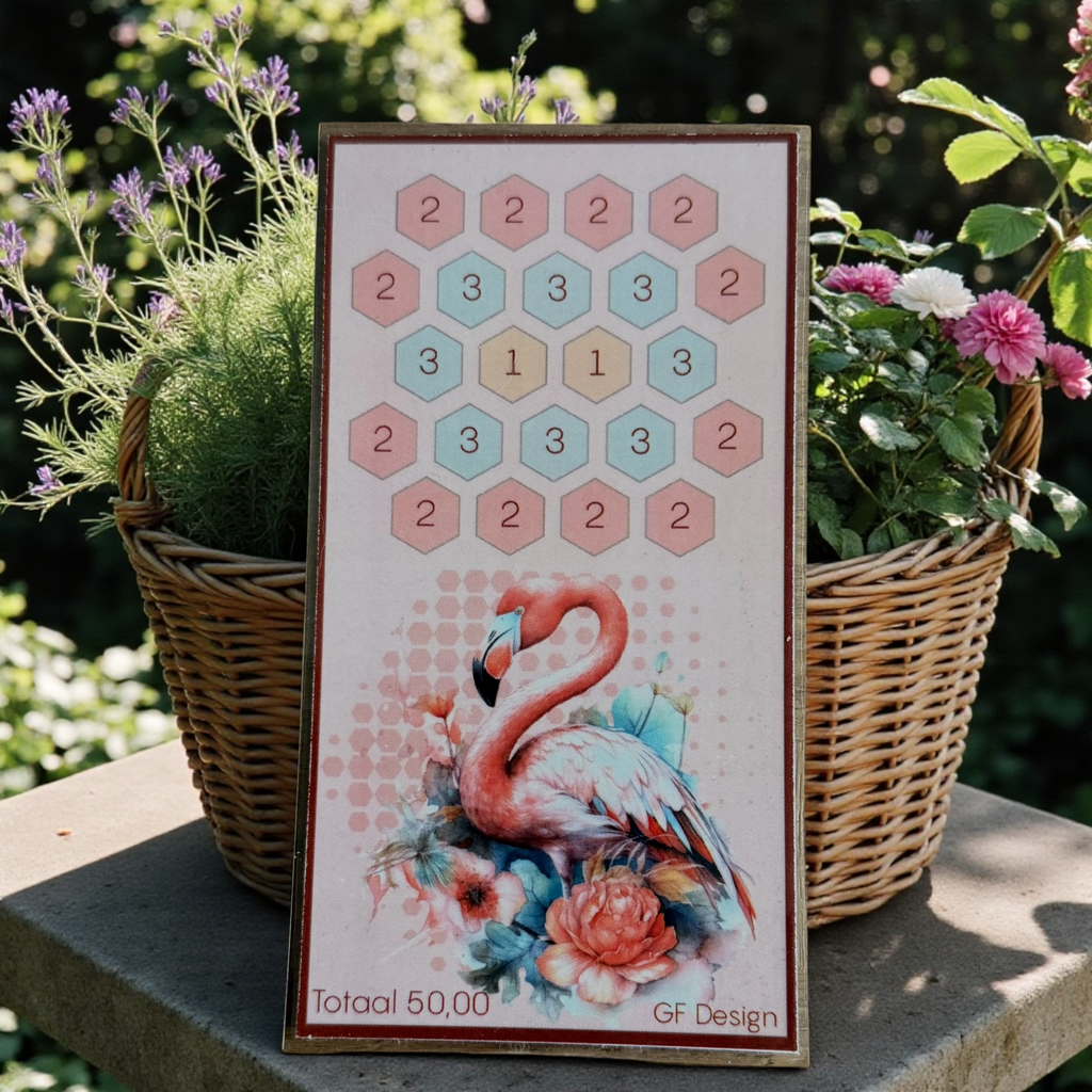 A6 Spaarkaart Flamingo Challenge - Cash Stuffing