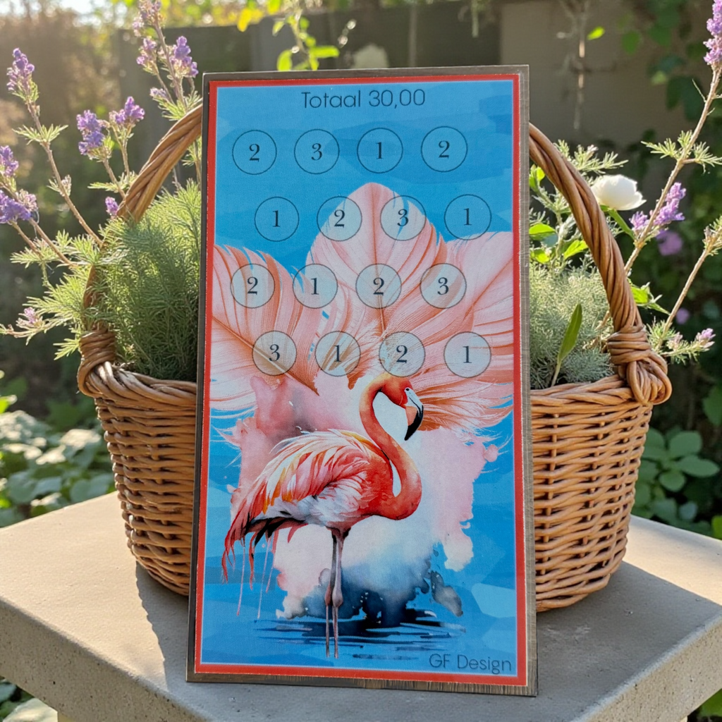 A6 Spaarkaart Flamingo Challenge - Cash Stuffing