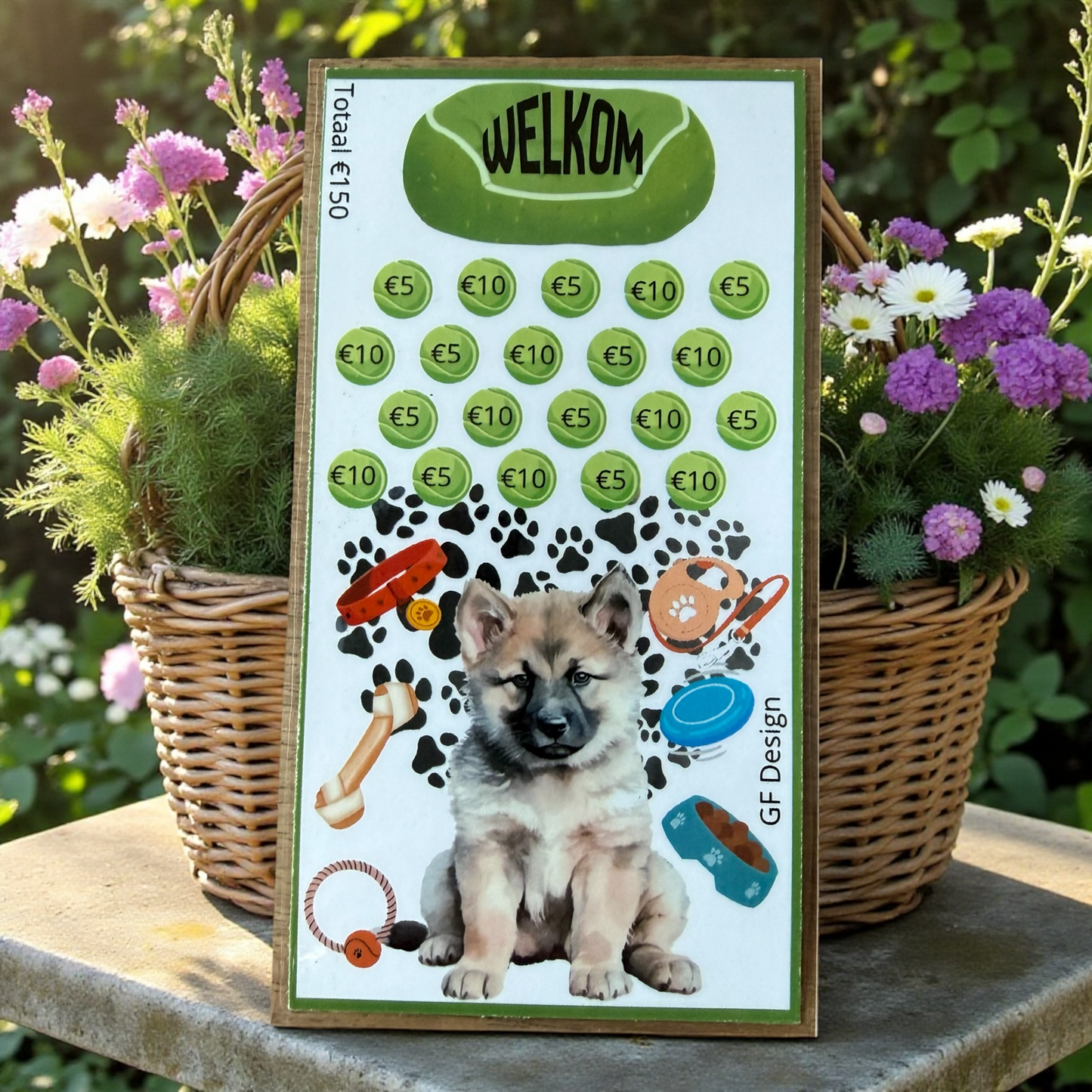 Cash Stuffing Challenge Nieuwe Hond - Spaarkaarten A6 (Los of Set)