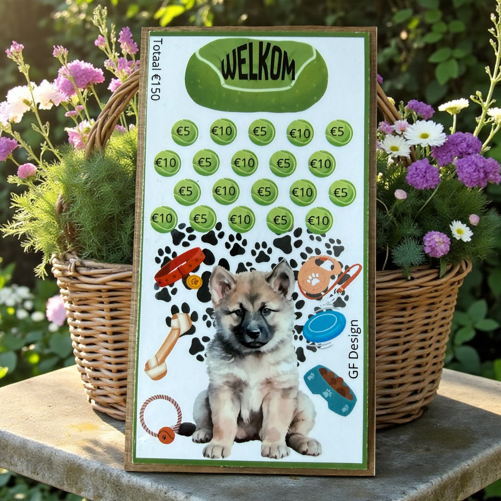 Spaarkaarten Nieuwe Hond - Cash Stuffing Challenge Set (3 stuks)