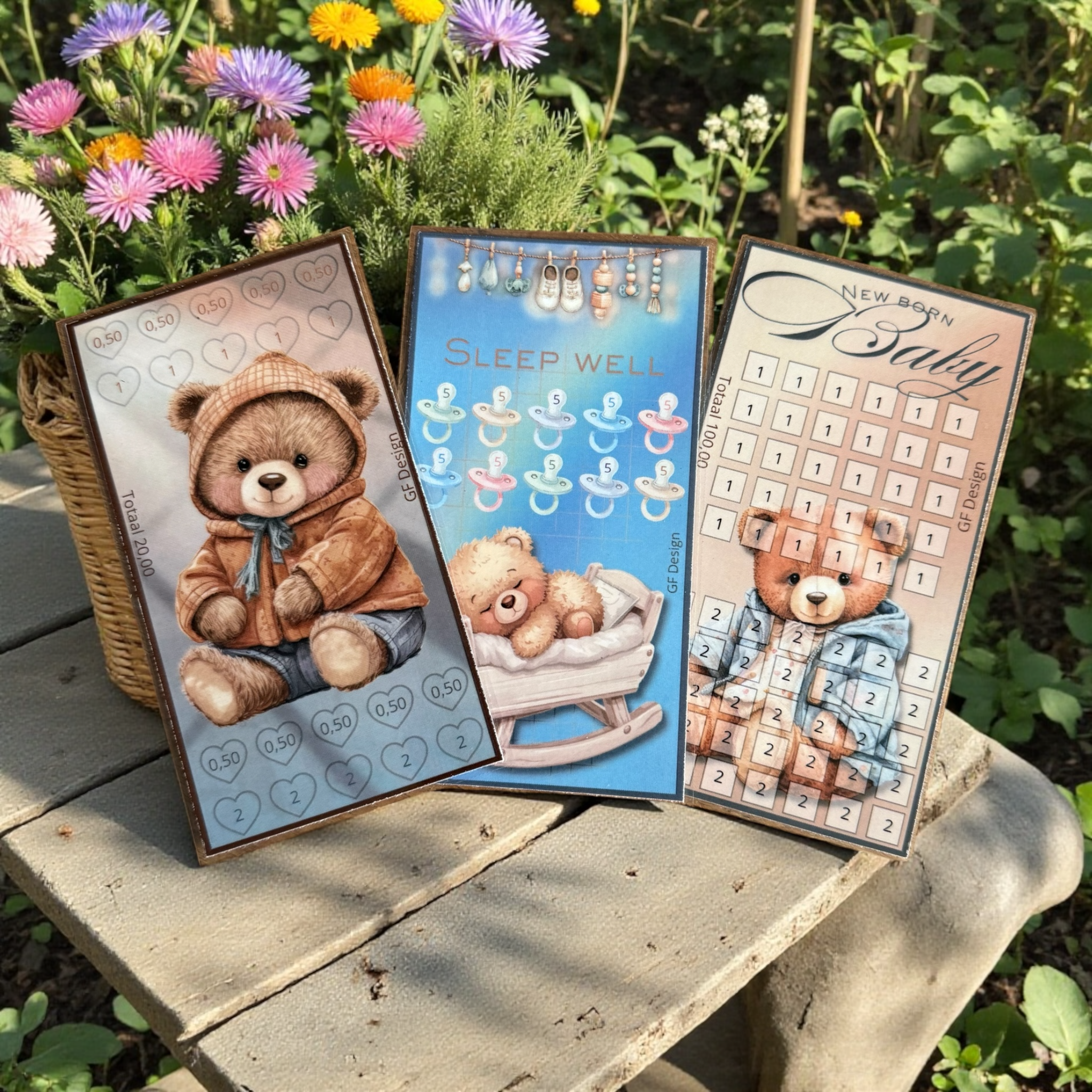 Spaarkaarten Pasgeboren Baby - Cash Stuffing Challenge Set (3 stuks)