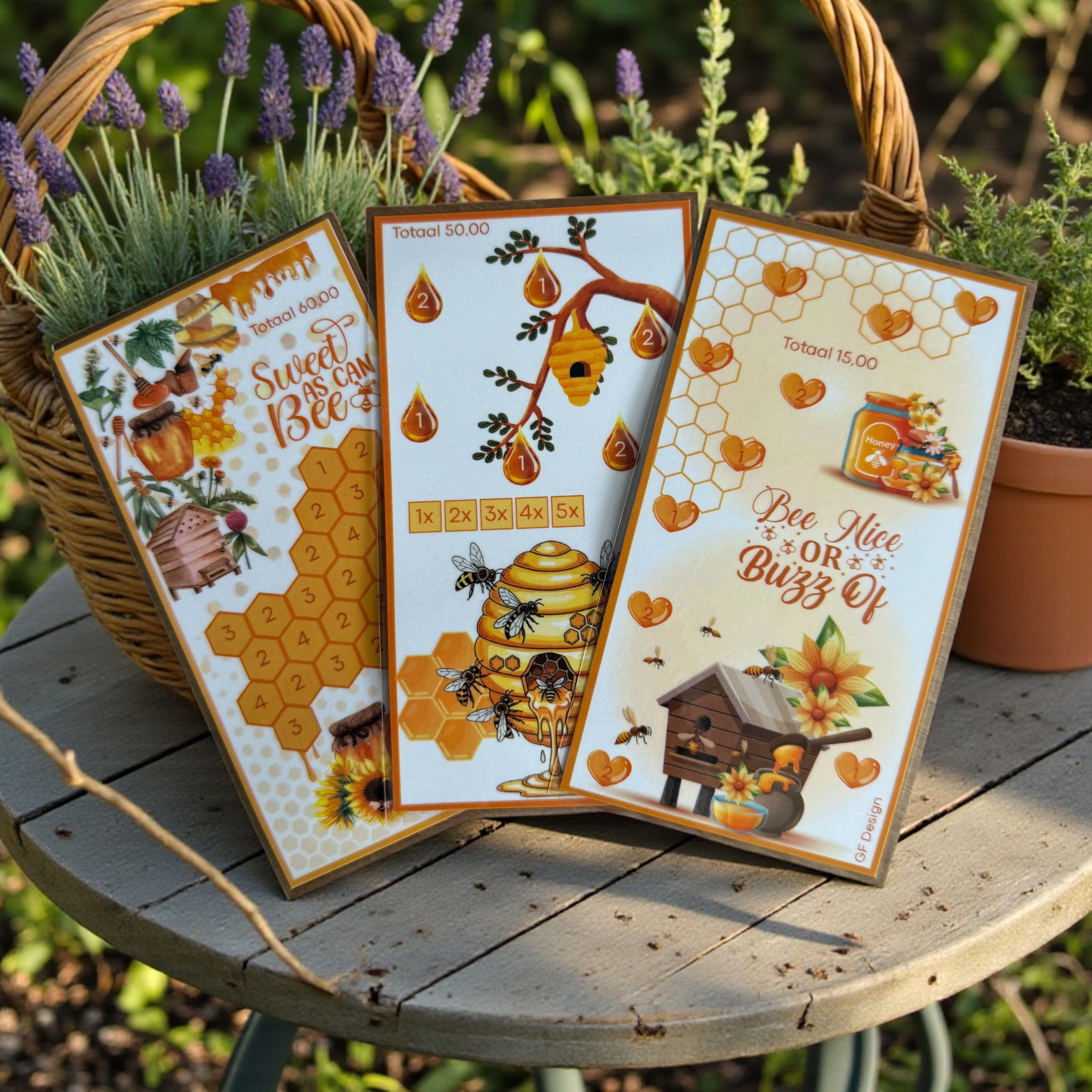 Spaarkaarten Bijen & Honing - Cash Stuffing Challenge Set (3 stuks)