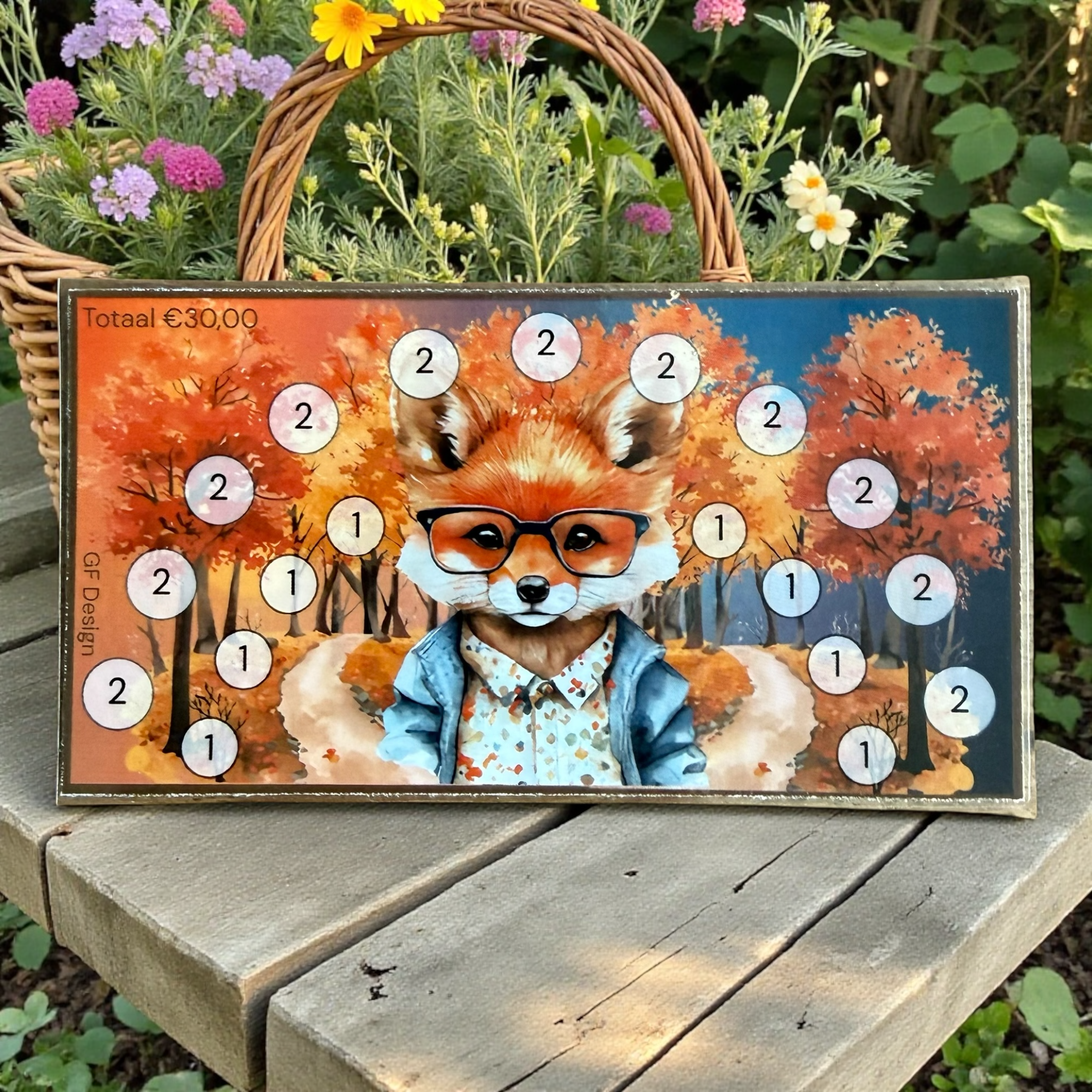 Cash Stuffing Challenge Kaarten Vosjes - Spaarkaarten Set 15/25/30 Euro