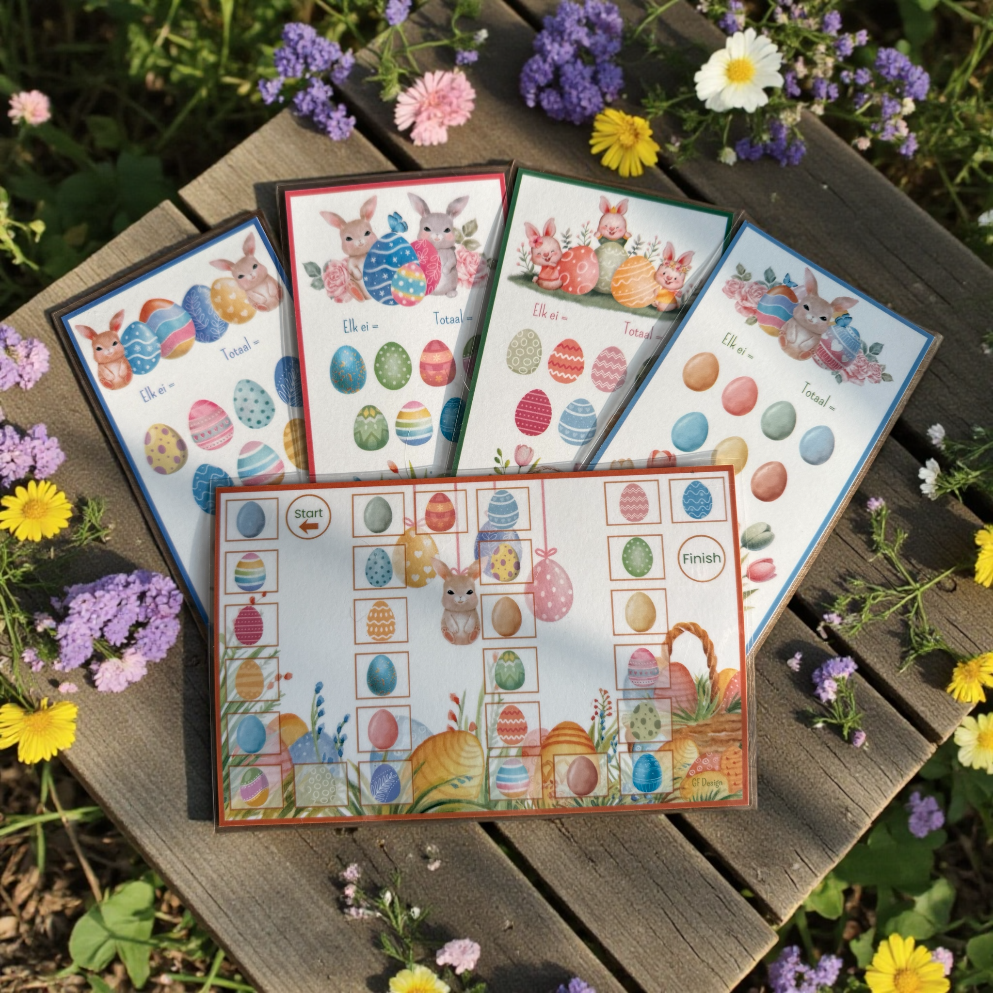 Cash Stuffing Challenge Pasen - Speelbord A5 + 4 Spaarkaarten A6 met Dobbelsteen