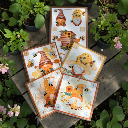 Cash Stuffing Challenge Gnome Serie - 5 Sparkarten Sets