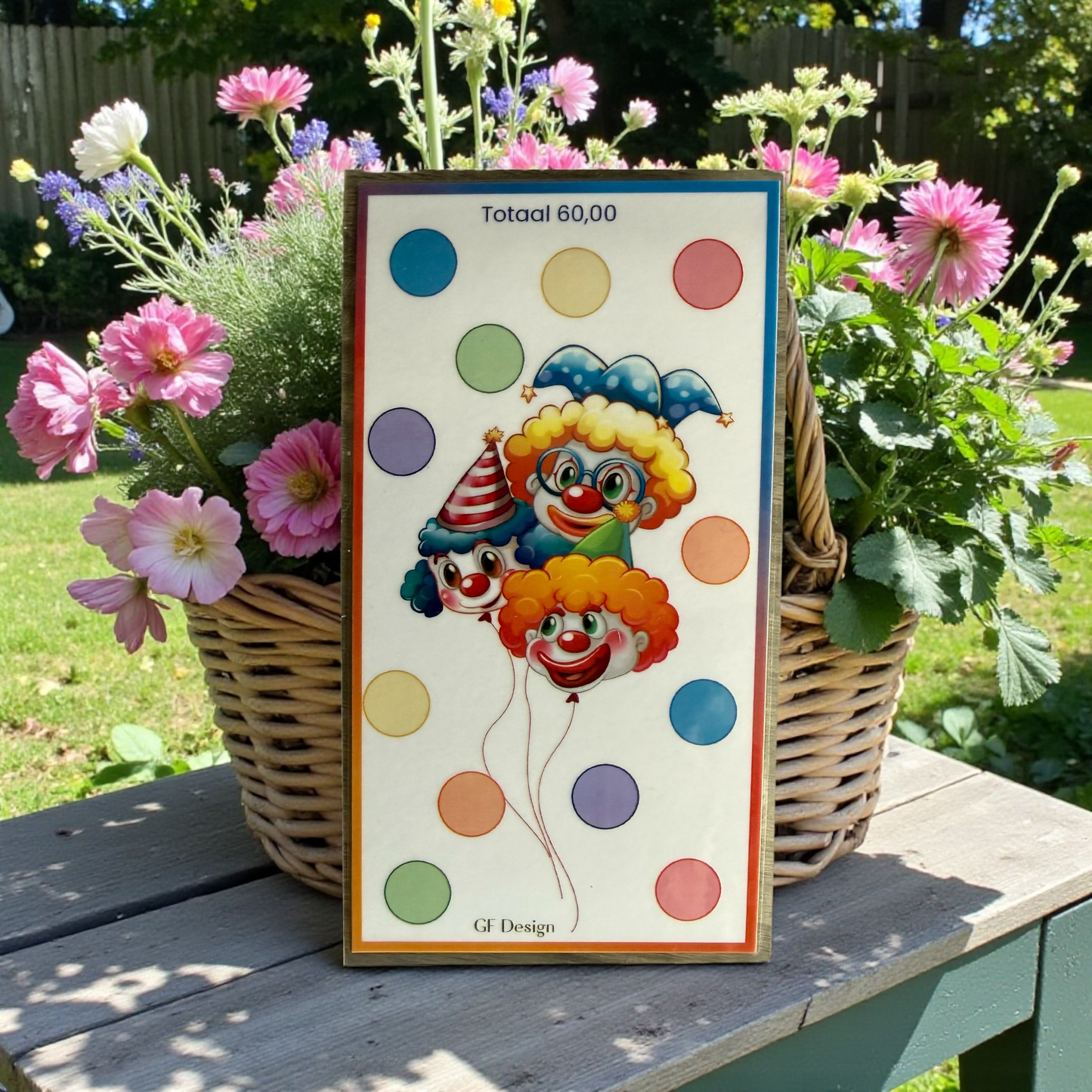 Cash Stuffing Challenge Clowns - Farbige Würfel Set A6 + 6 Streifen 60 Euro