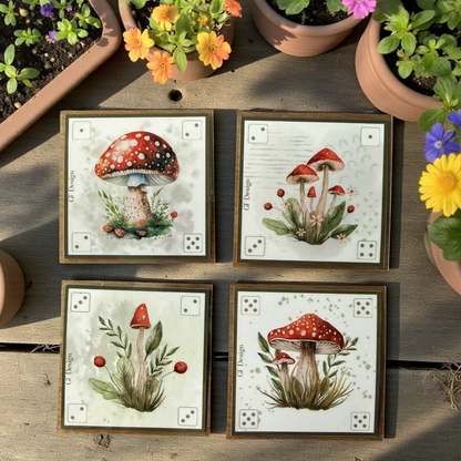 Cash Stuffing Challenge Mushrooms - Dice Savings Cards 50 Euro - A6 Set