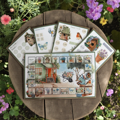 Cash Stuffing Challenge Floral - Speelbord A5 + 4 Spaarkaarten A6