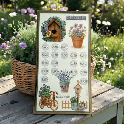 Cash Stuffing Challenge Floral - Speelbord A5 + 4 Spaarkaarten A6