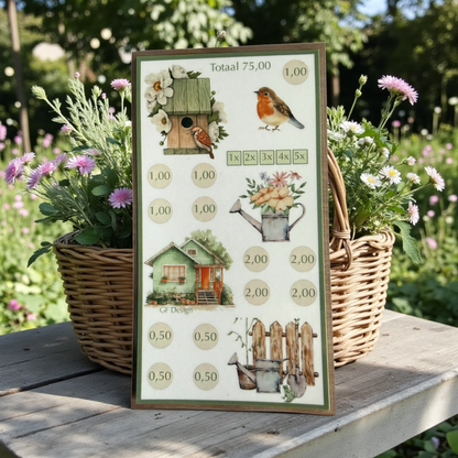 Cash Stuffing Challenge Floral - Speelbord A5 + 4 Spaarkaarten A6