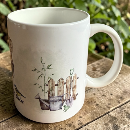 Mok met tuinprint 325ml keramiek uniek design bloemen planten GFDesignNL
