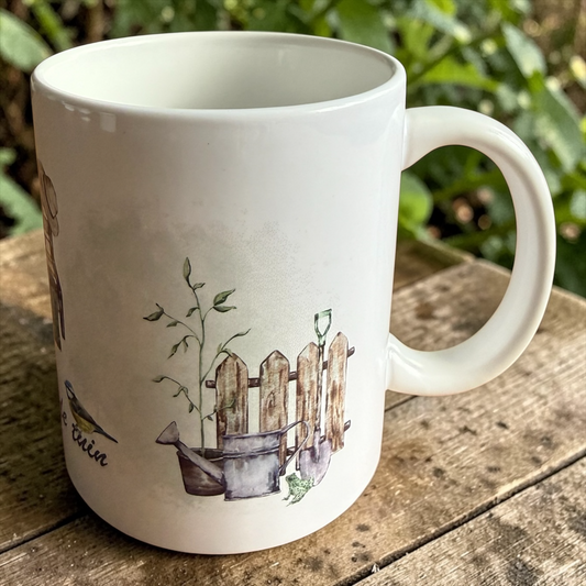 Mok met tuinprint 325ml keramiek uniek design bloemen planten GFDesignNL
