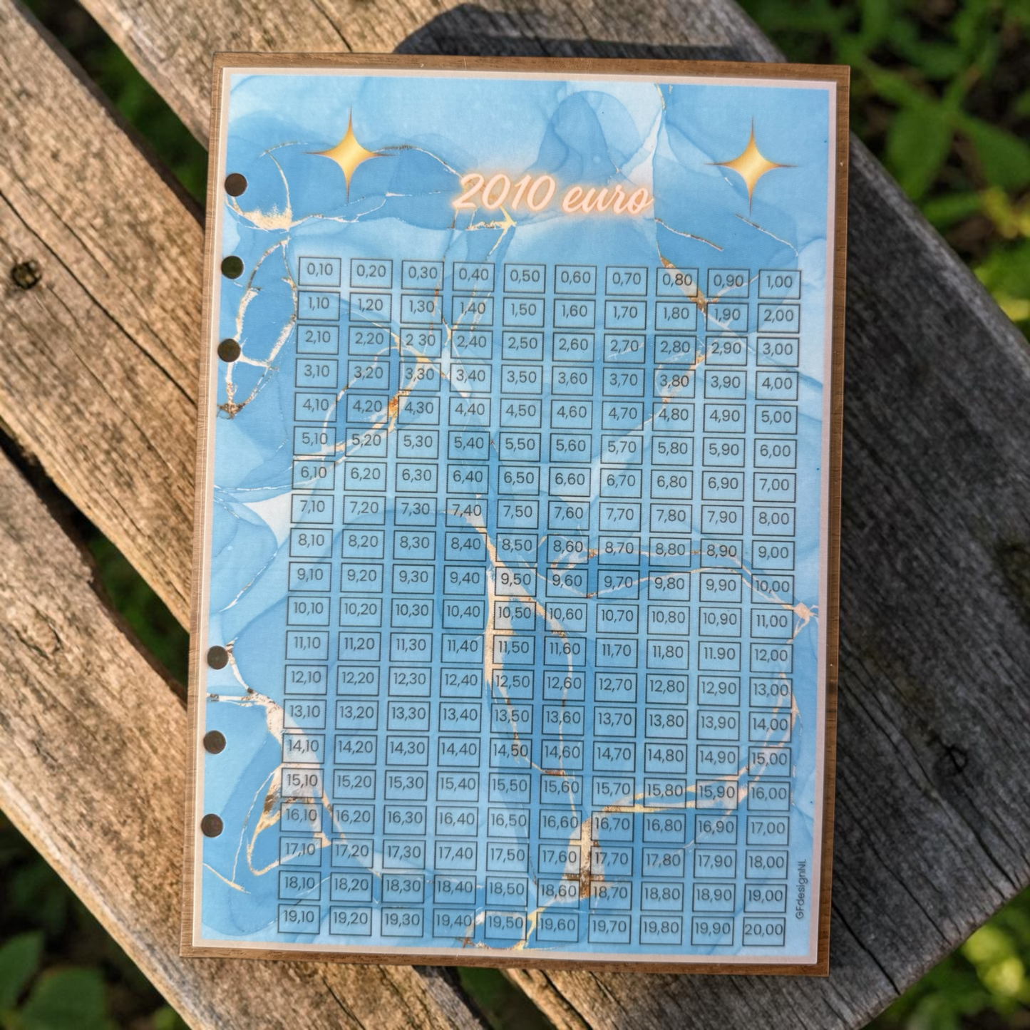 Cash Stuffing Spaarkaart A5 – Dagje Uit (€1005 of €2010)