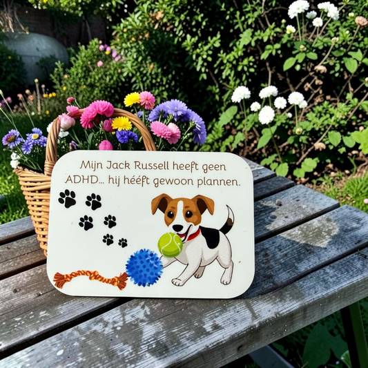 Grappige Koelkastmagneet 'Jack Russell Heeft Plannen' | GFDesignNL