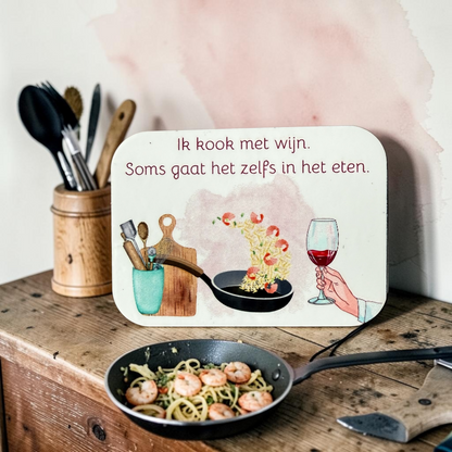 Grappige Koelkastmagneet 'Ik Kook met Wijn' | GFDesignNL