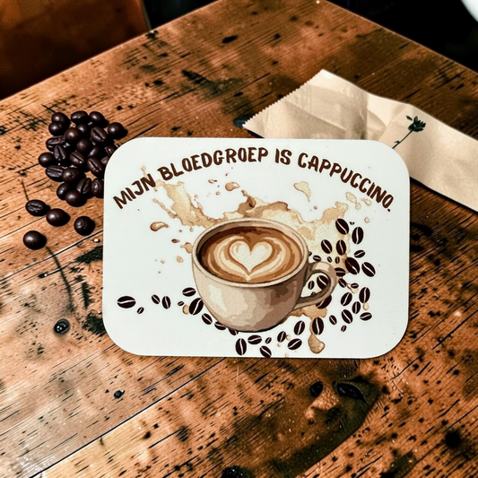 Grappige Koelkastmagneet 'Mijn Bloedgroep is Cappuccino' | GFDesignNL