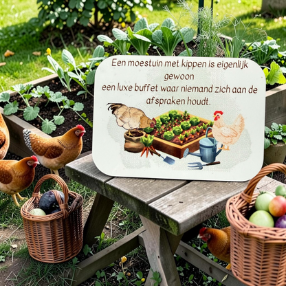 Grappige Koelkastmagneet 'Moestuin met Kippen' | GFDesignNL