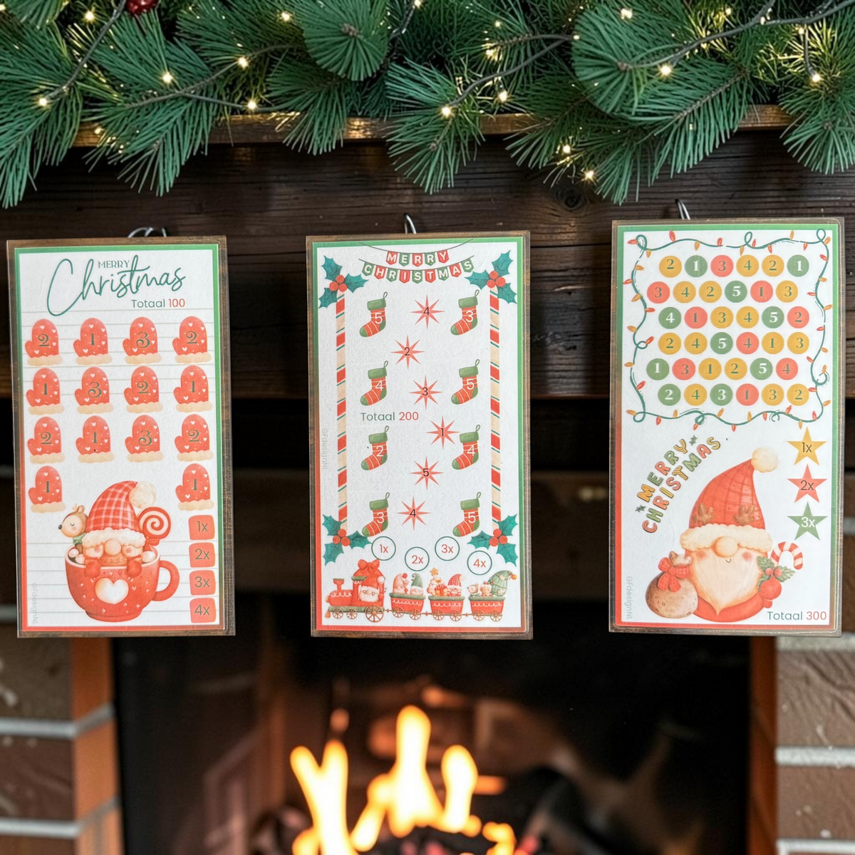 Cash Stuffing Challenge Kaarten A6 – Kerst