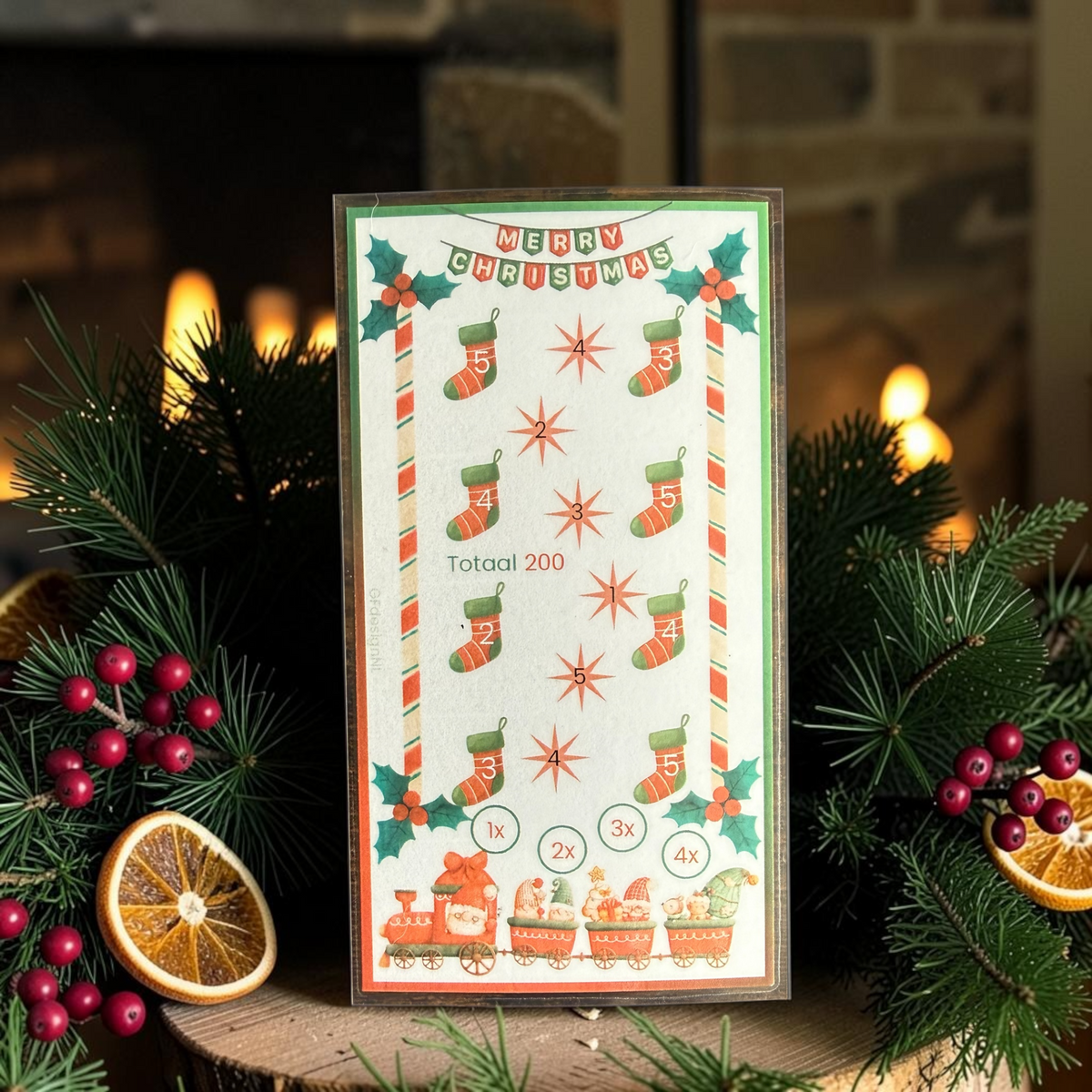 Cash Stuffing Challenge Kaarten A6 – Kerst