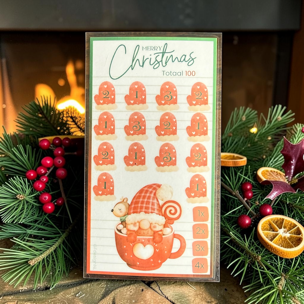 Cash Stuffing Challenge Kaarten A6 – Kerst