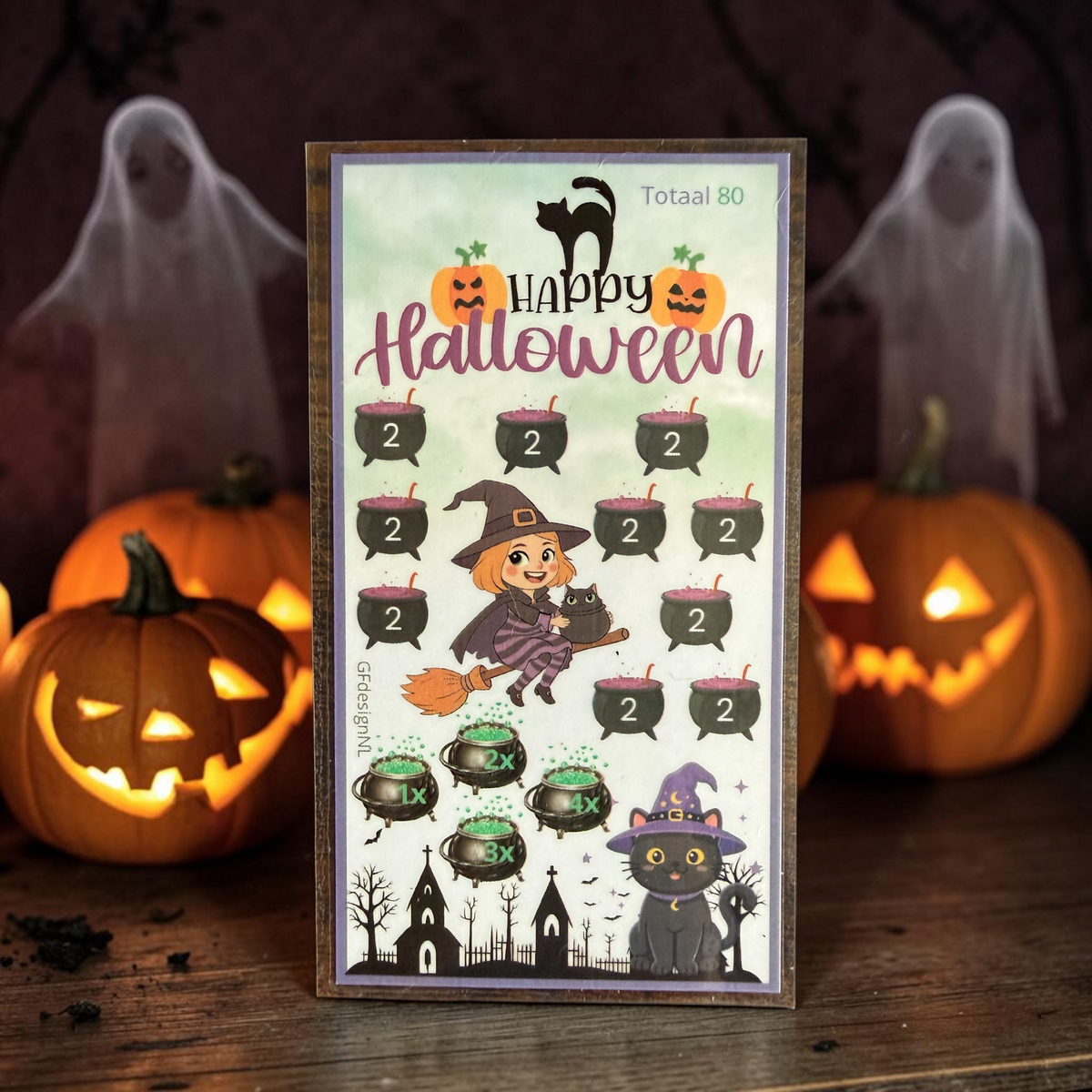 Halloween Cash Stuffing Challenge Kaarten A6 – Set van 3