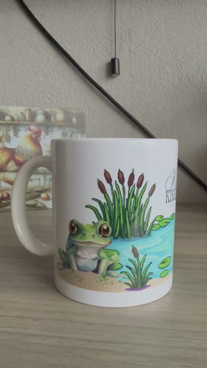 Keramische koffiemok 325ml met vrolijk kikkersmotief, ontworpen in Nederland|GFdesignNL